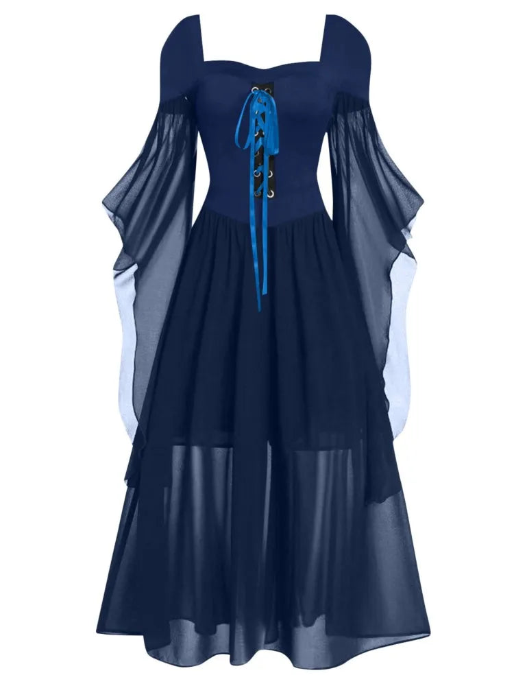Gothic Off-Shoulder Halloween Witch Maxi Dress for Women - Image 4
