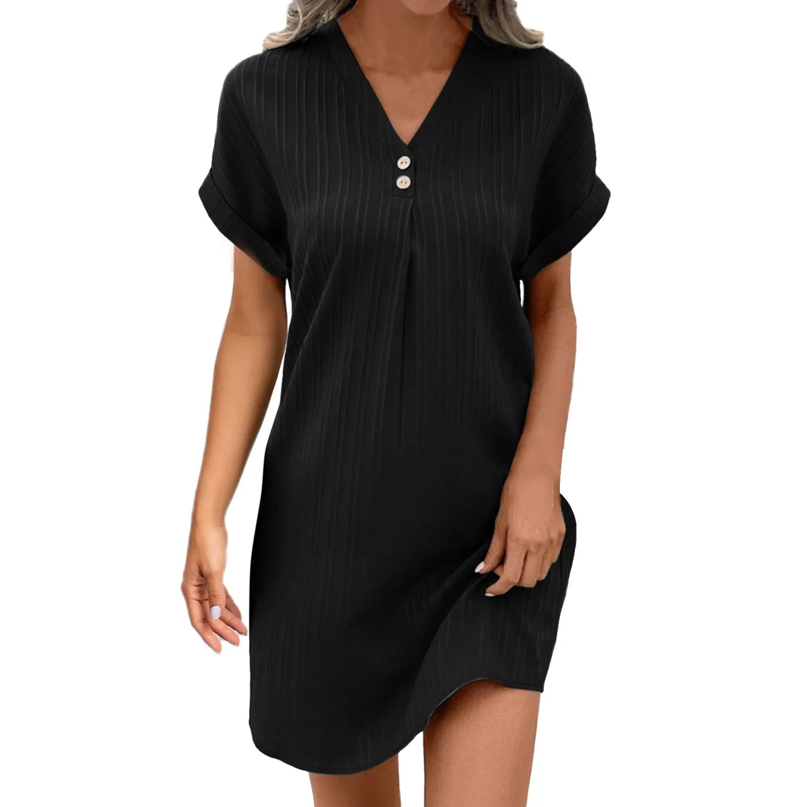 Elegant V-Neck Short Sleeve Mini Dress for Women - Image 8
