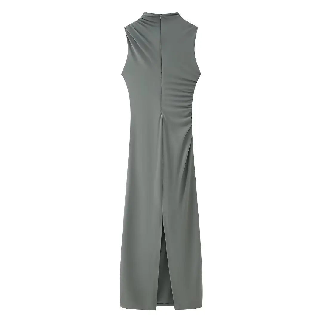 Elegant Off-Shoulder Pleated Maxi Dress for Women - Image 49