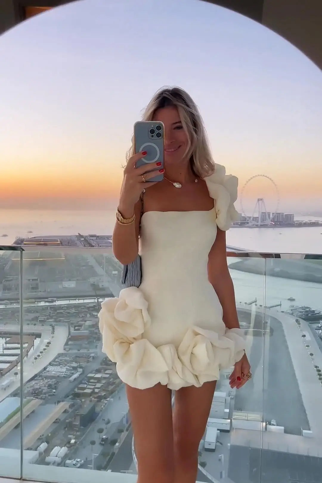 Elegant One Shoulder Ruffle Bodycon Mini Dress for Women - Image 14