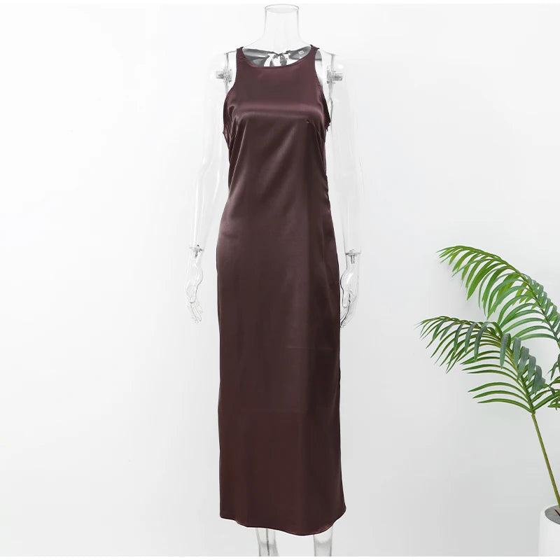 Elegant Satin Midi Dress for Stylish Women - Image 12
