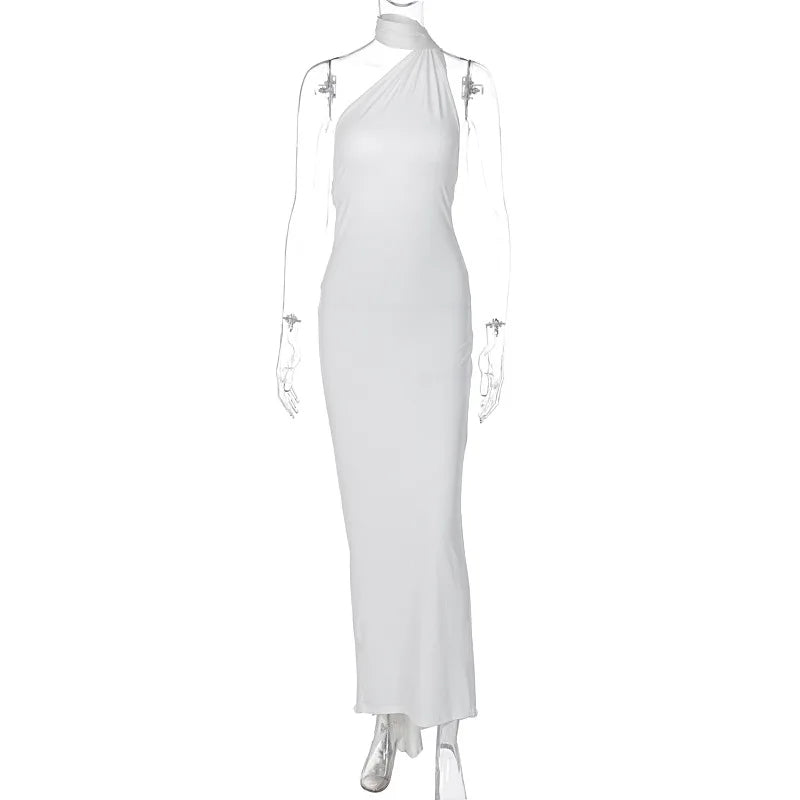 Elegant One Shoulder Maxi Dress - Sexy Backless Design - Image 47