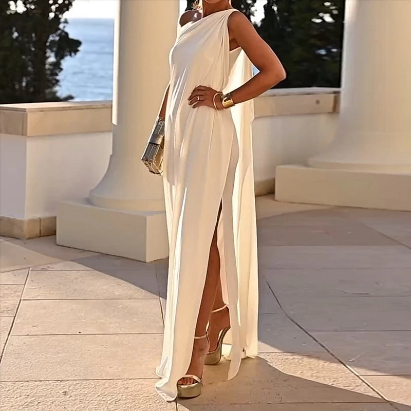 One Shoulder Summer Maxi Dress with Slit for Women - Image 4