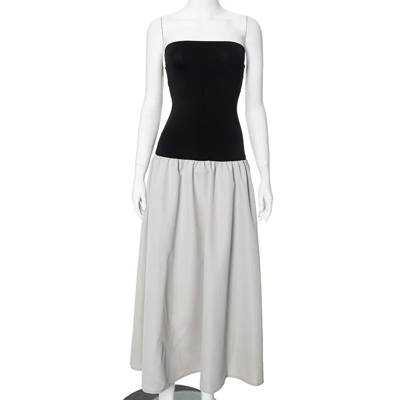 Stylish Off-Shoulder Patchwork Maxi Dress for Summer - Image 14