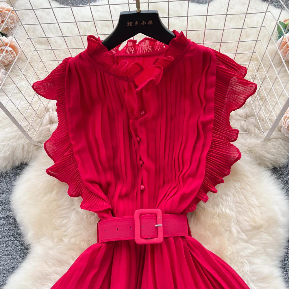Chic Vintage Ruffled A-Line Summer Dress for Women - Image 9