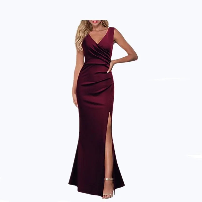 Elegant Women's Backless V-neck Sleeveless Maxi Dress - Image 14