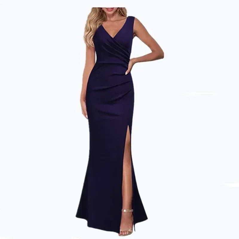 Elegant Women's Backless V-neck Sleeveless Maxi Dress - Image 25