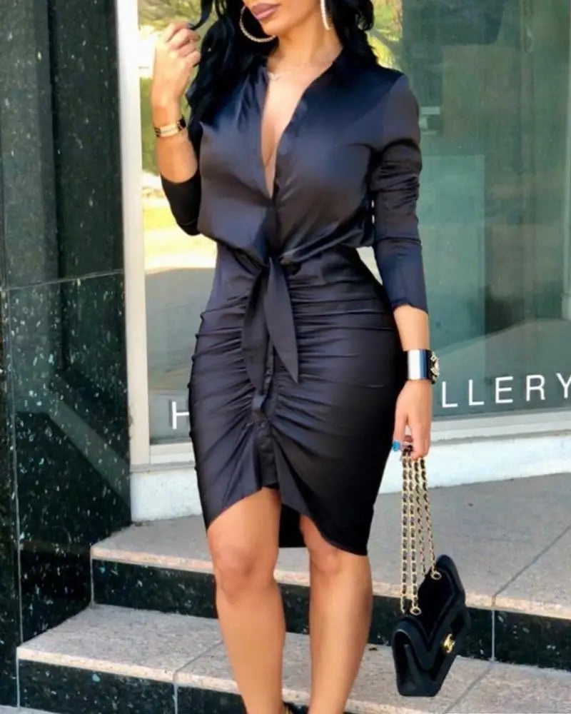 Elegant Deep V-Neck Bodycon Mini Dress for Women - Image 7