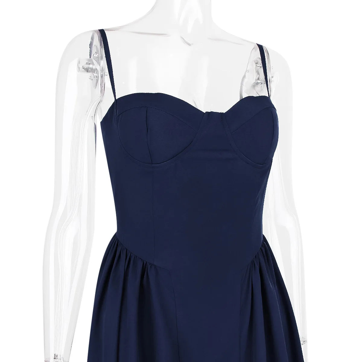 Elegant Sleeveless Midi Dress with Frill Hem & Corset - Image 41