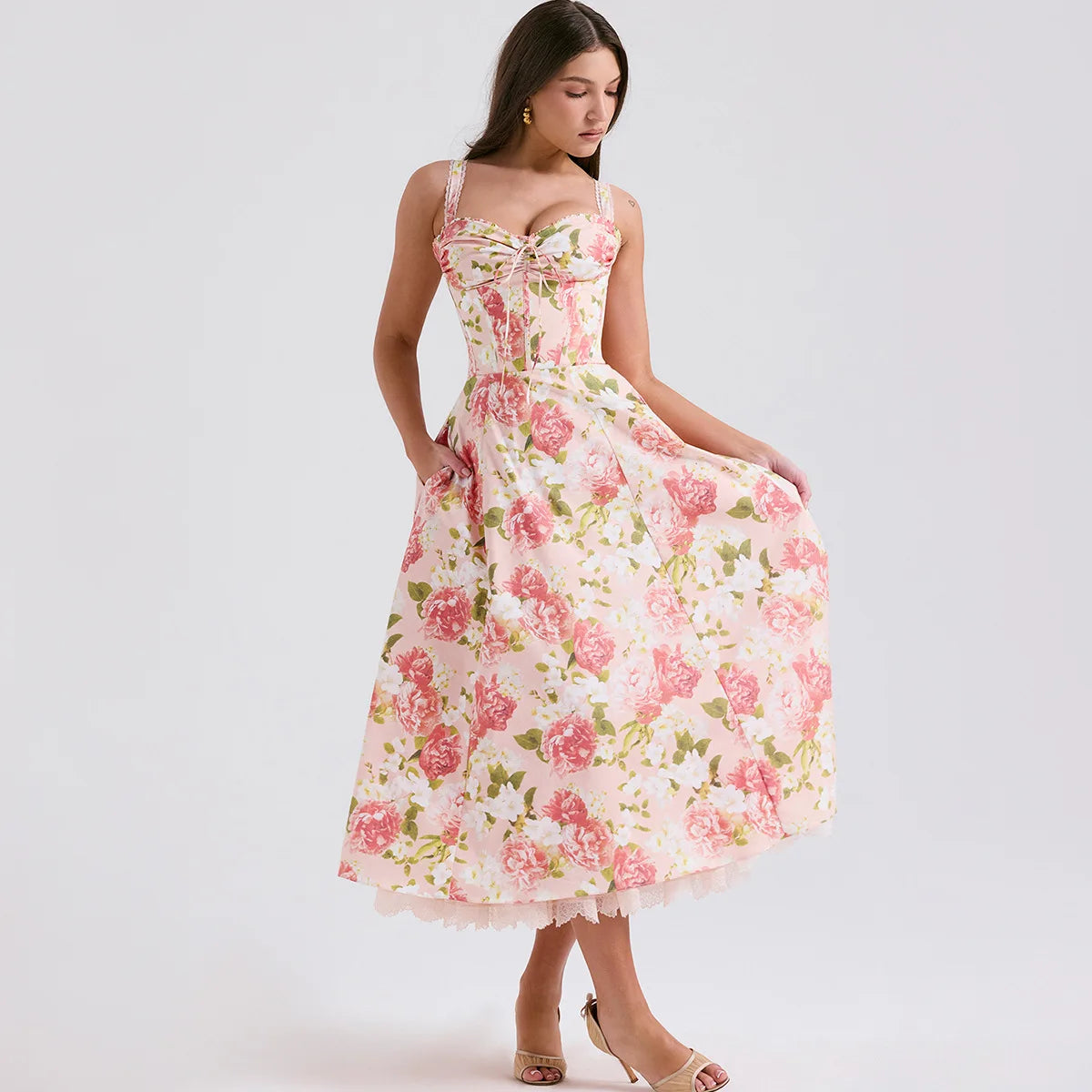 Floral Print Midi Dress for Summer Parties and Casual Wear - Image 13