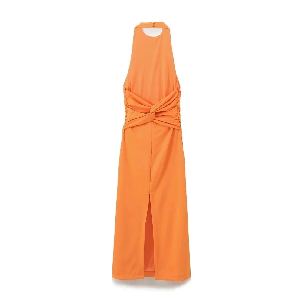 Elegant Summer Halter Dress for Women - Pleated & Backless - Image 10