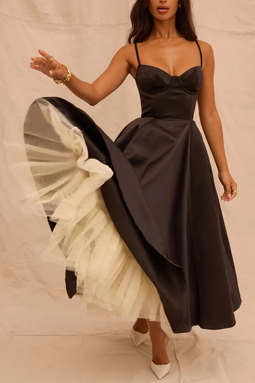 Elegant Floral Spaghetti Strap Backless Party Dress - Image 59