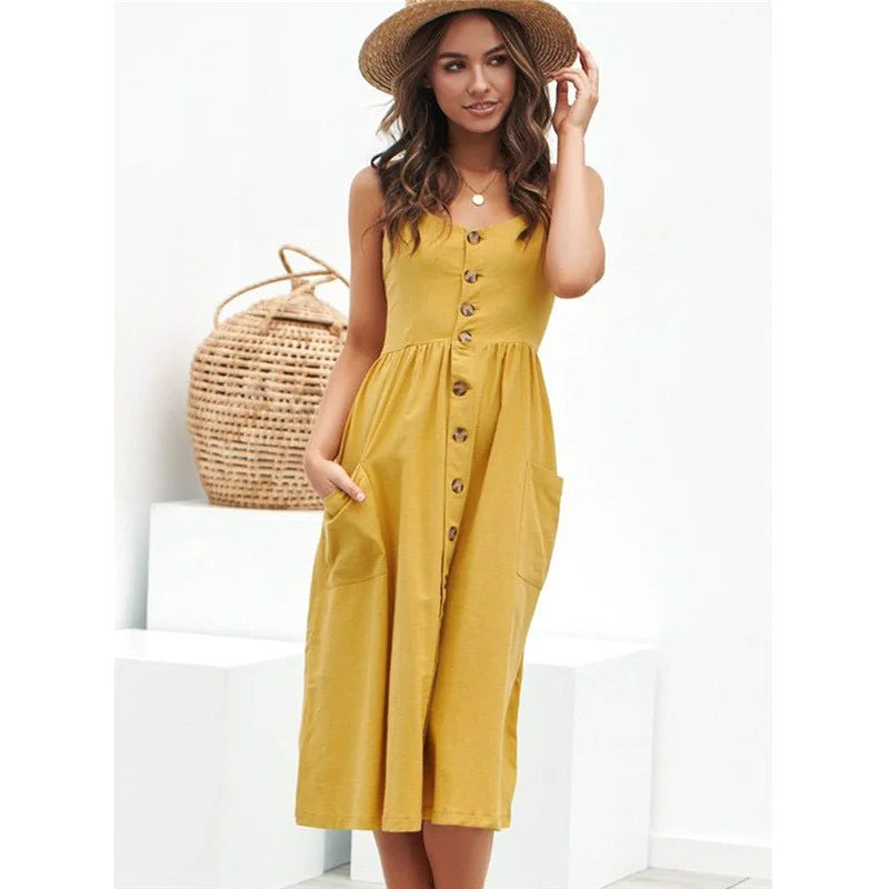 Red Casual Summer Dress with Open Back & Straps - Image 18