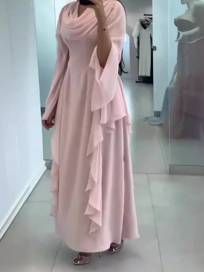 Ankle-Length Puff Sleeve Solid Casual Summer Dress - Image 9