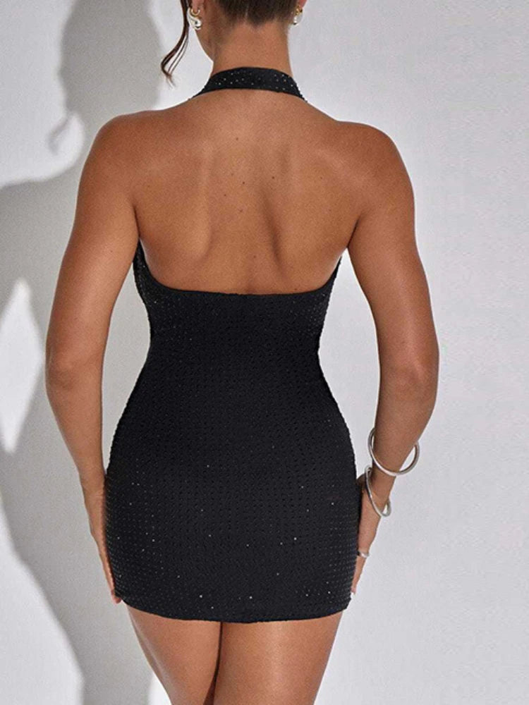 Elegant Deep V Sequin Bodycon Mini Dress for Parties - Image 7