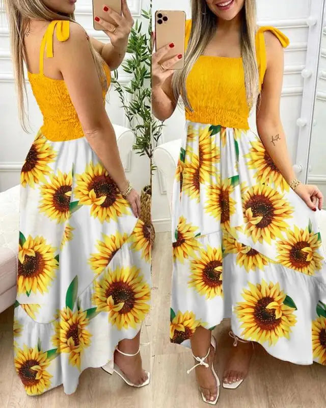 Elegant Floral Maxi Dress with Spaghetti Straps for Women - Image 14