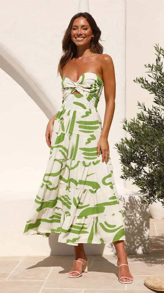 V-Neck Backless Floral Print Summer Dress for Women - Image 9