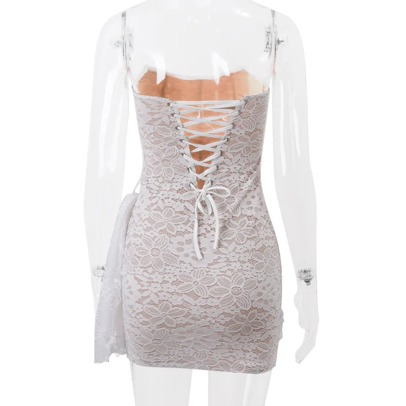 Elegant Sleeveless Lace Patchwork Mini Dress for Parties - Image 11