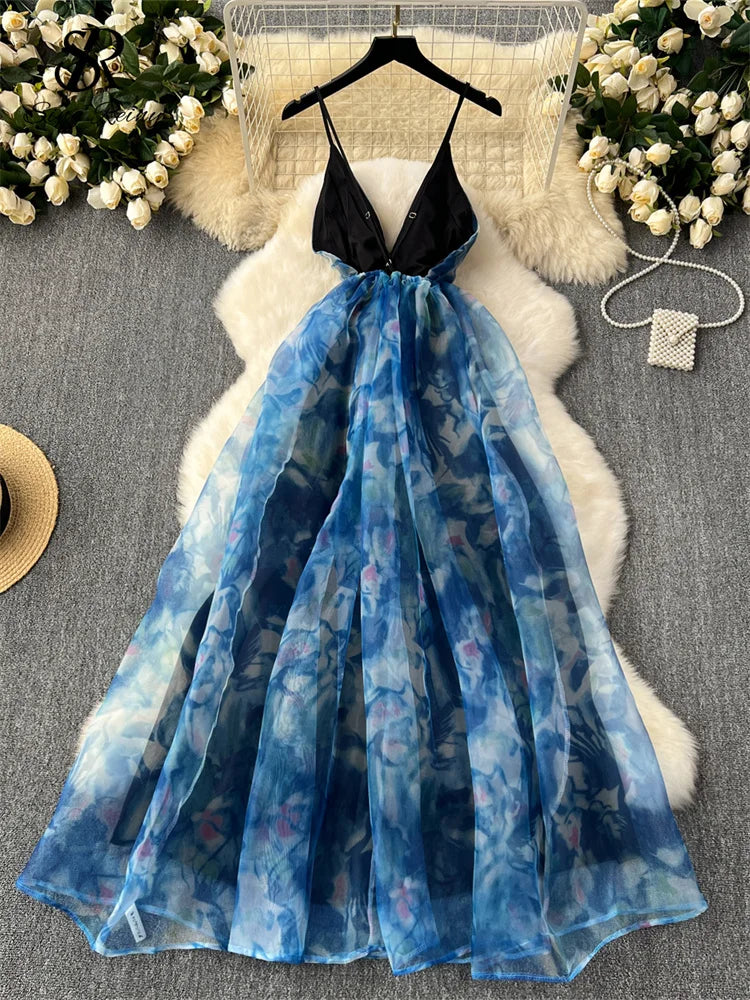 Elegant Backless Spaghetti Strap Evening Ball Gown Dress - Image 3