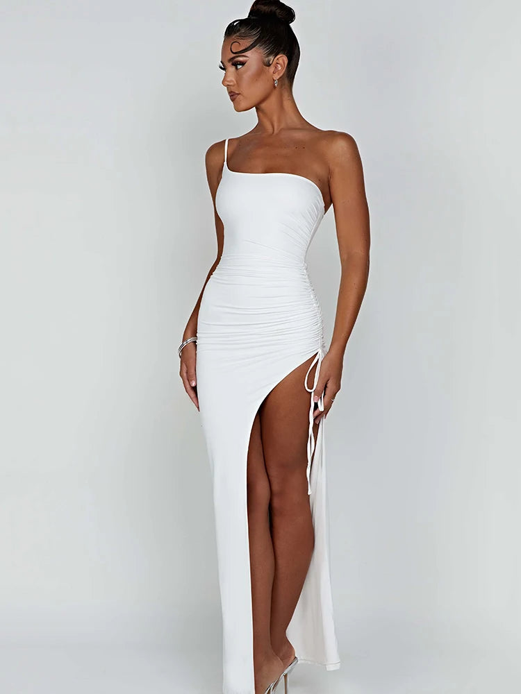 Sexy One Shoulder High Slit Maxi Dress for Women - Image 33