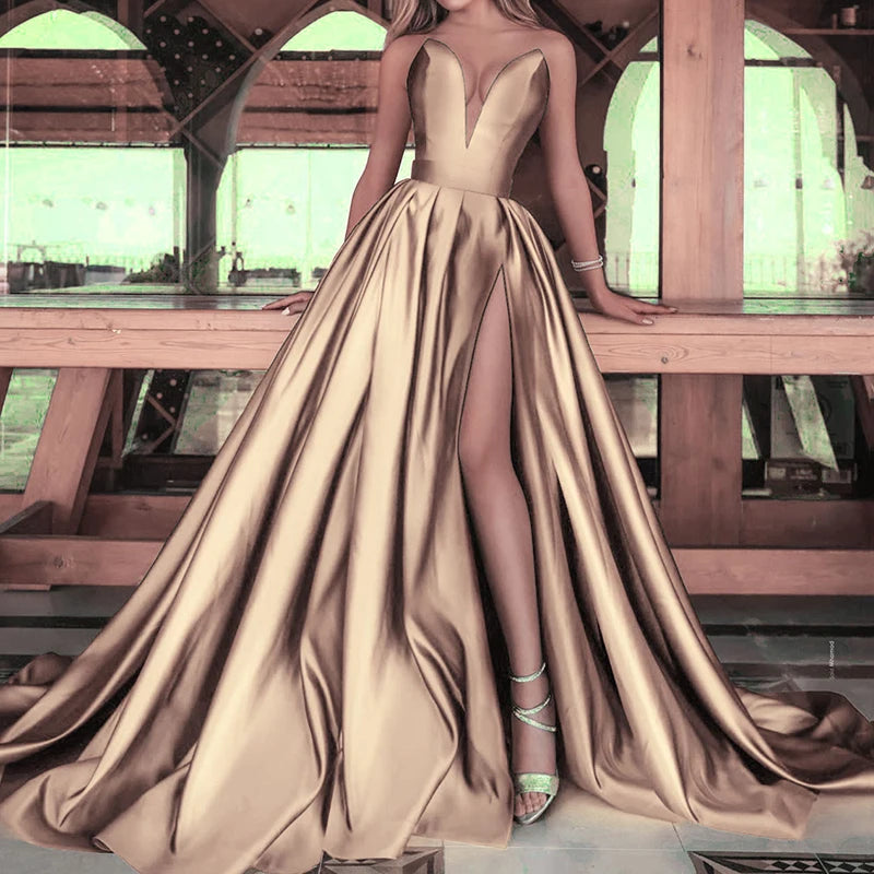 Elegant Off-Shoulder High Split Luxury Wedding Dress - Image 3