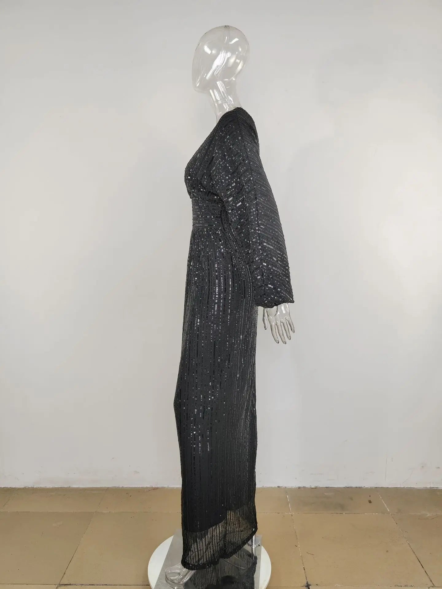Elegant V-Neck A-Line Sequins Evening Dress for Women - Image 61