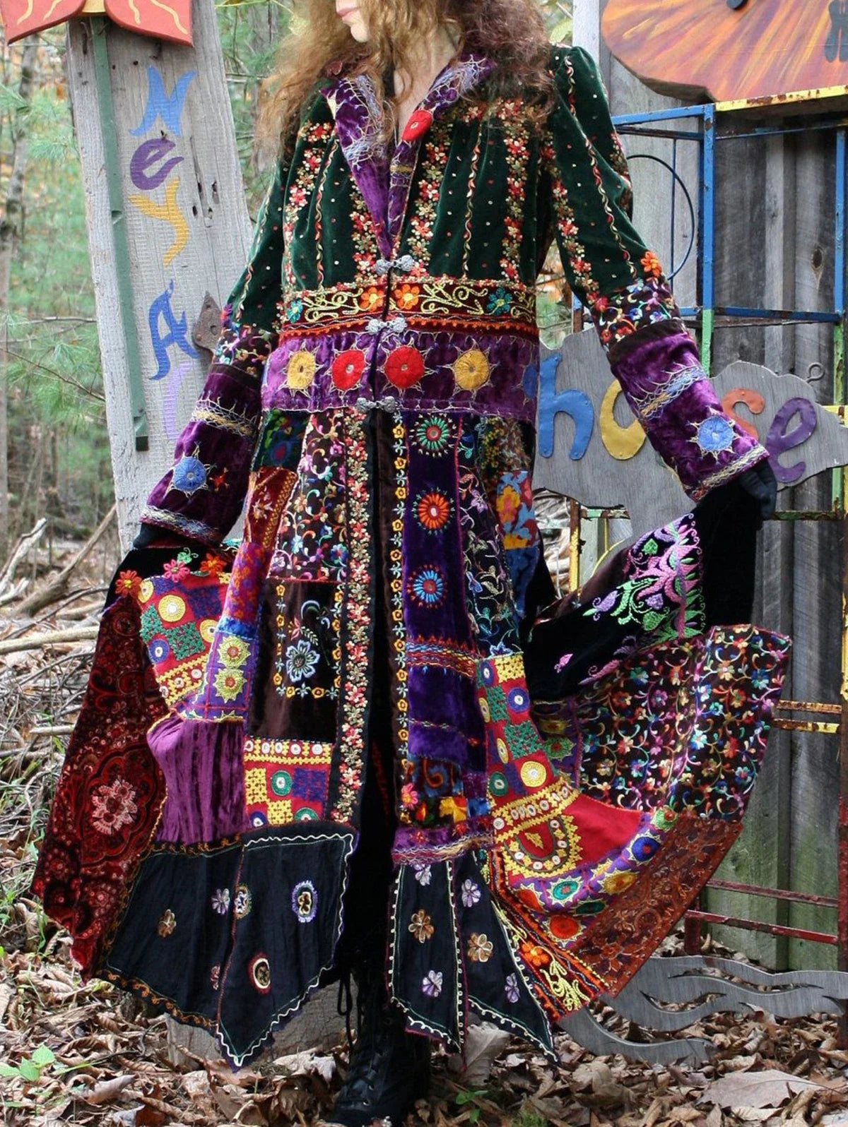Color Block Velvet Boho Casual Dress Coat for Women - Image 3
