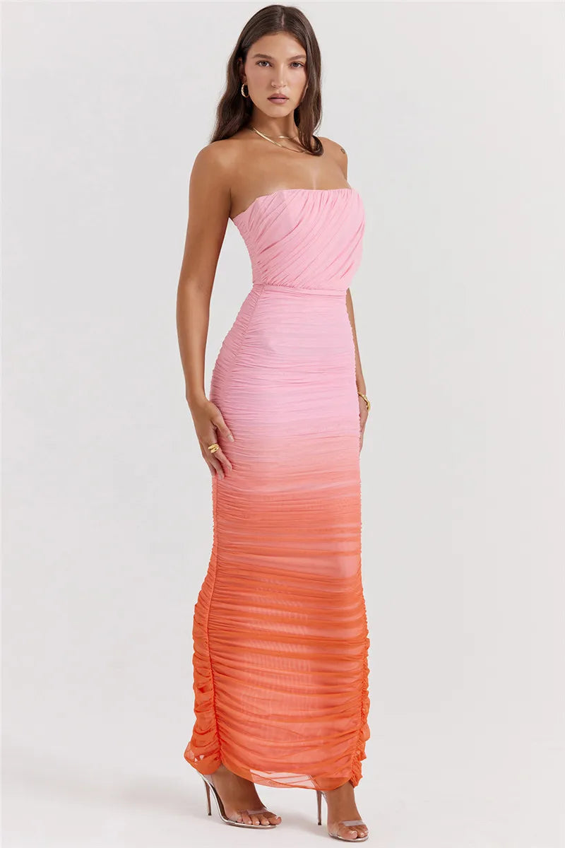 Elegant Strapless Off-Shoulder Maxi Dress with Back Split - Image 20
