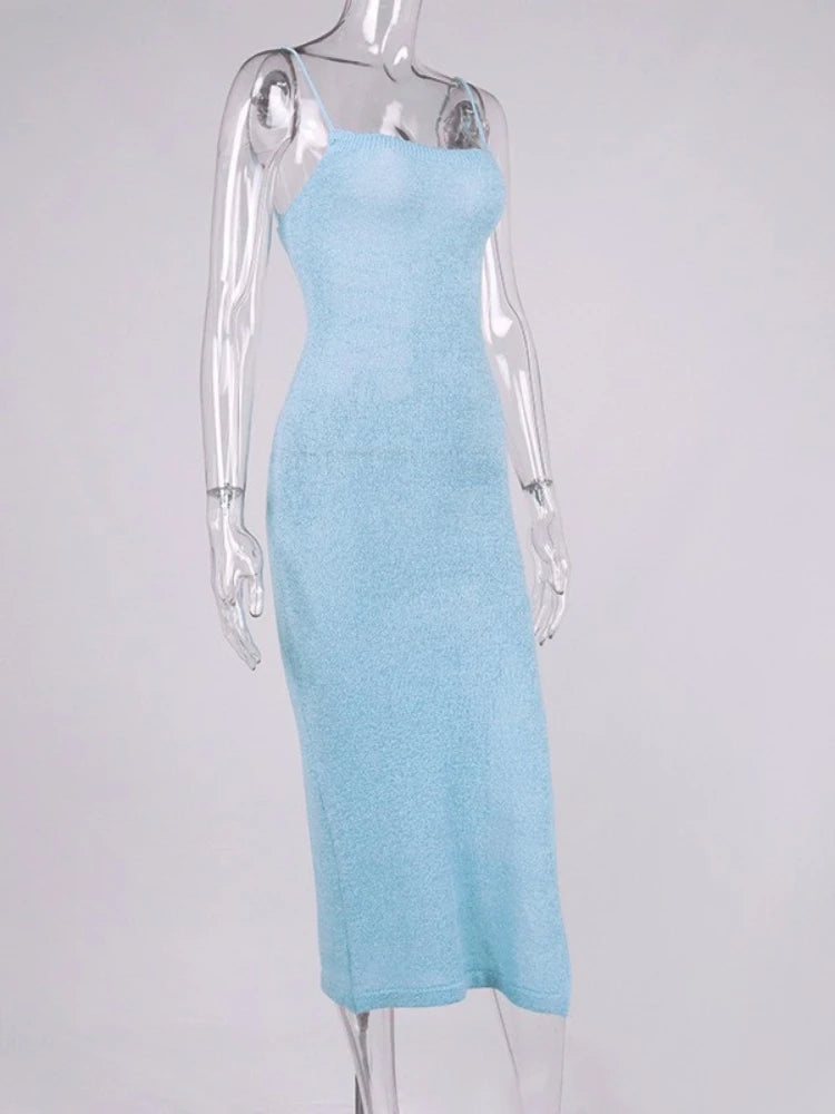 Women’s Sexy Backless Summer Knitted Sling Dress - Image 35