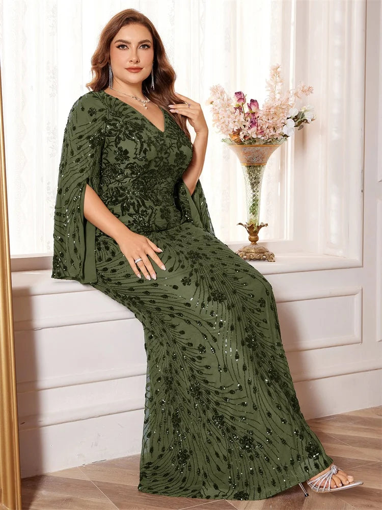 Plus Size Luxury Blue Mermaid Evening Dress for Women - Image 6