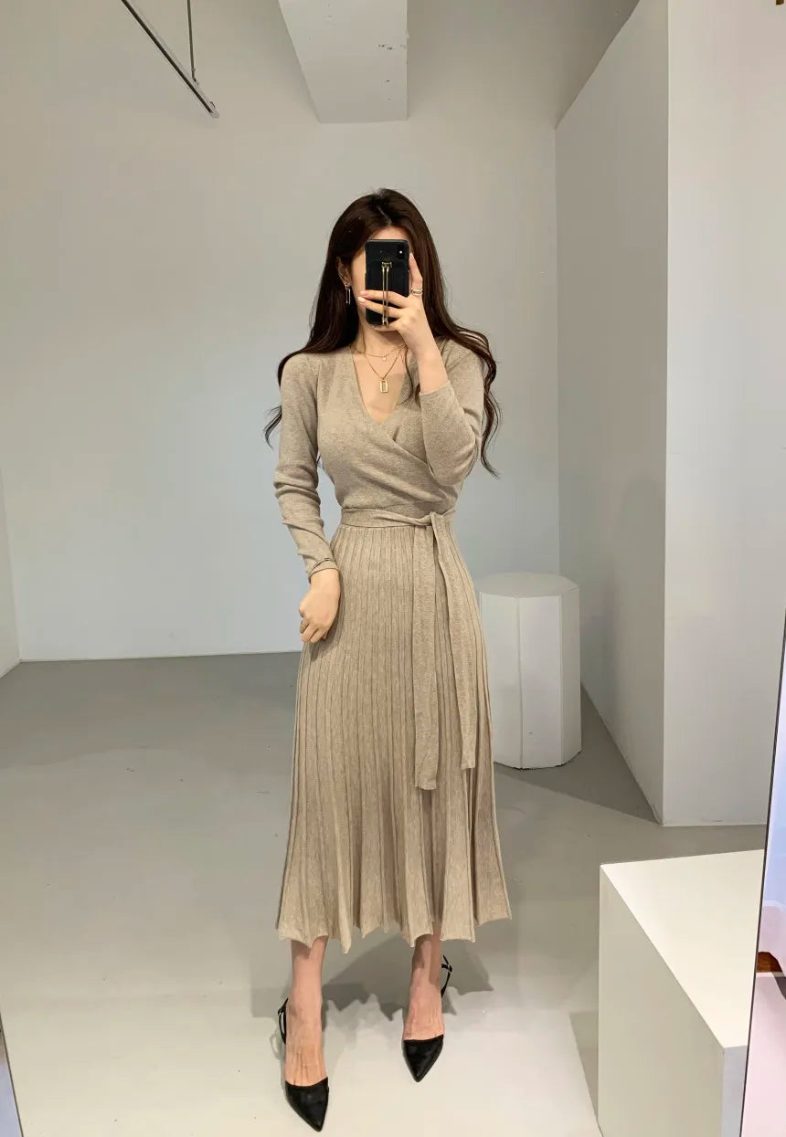 Chic Long Sleeve Stretchy Knitted Bodycon Dress for Women - Image 11
