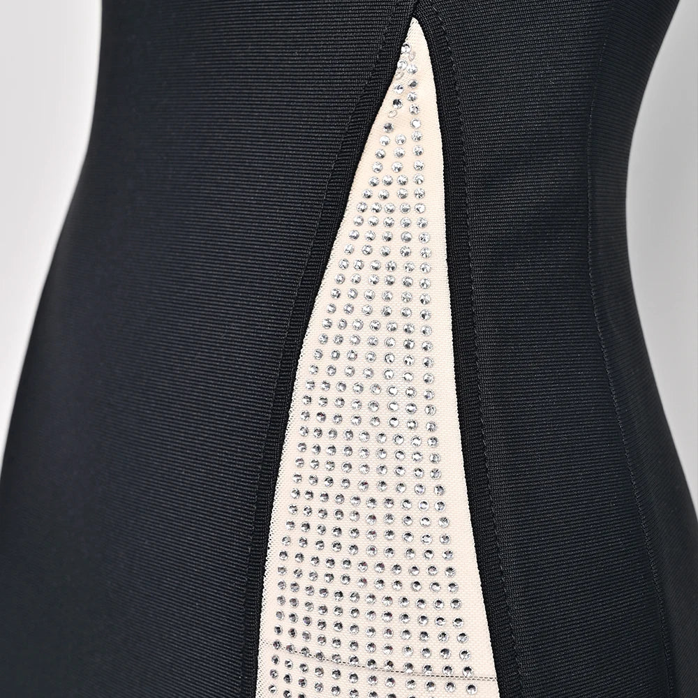 Diamond Black Bandage Bodycon Dress for Parties - Image 16
