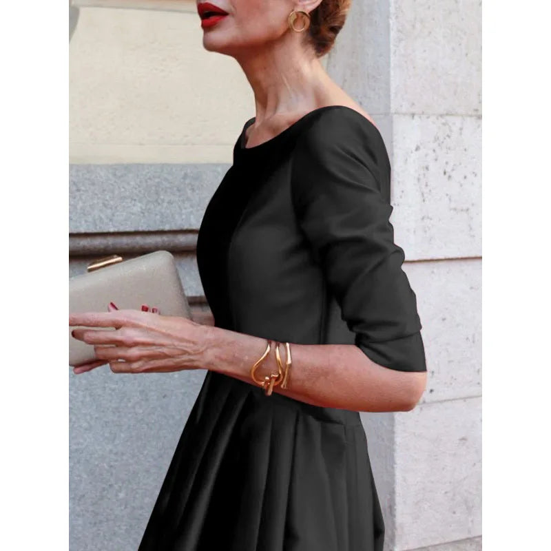 A-Line Midi Dress with Pockets and Pleats - Image 4