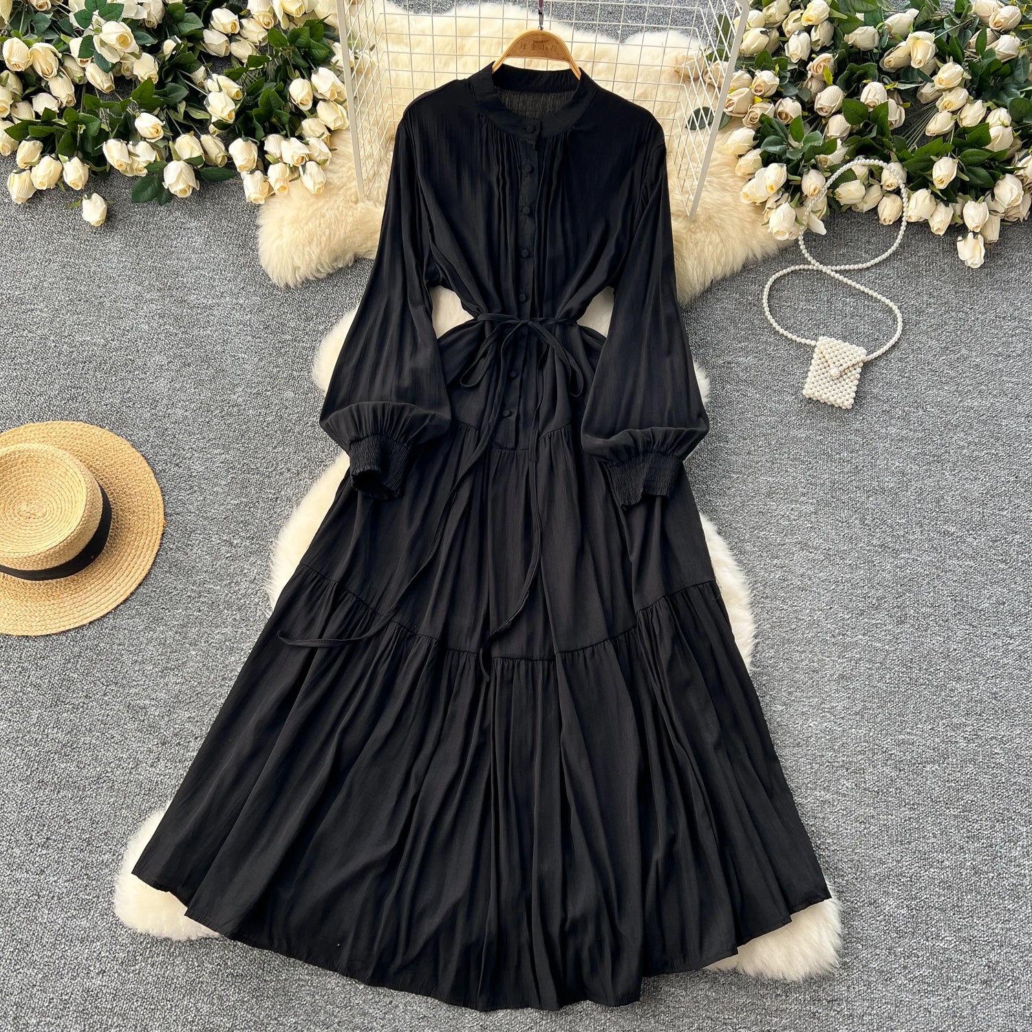 Elegant A-Line Beach Dress with Loose O-Neck Sleeves - Image 19