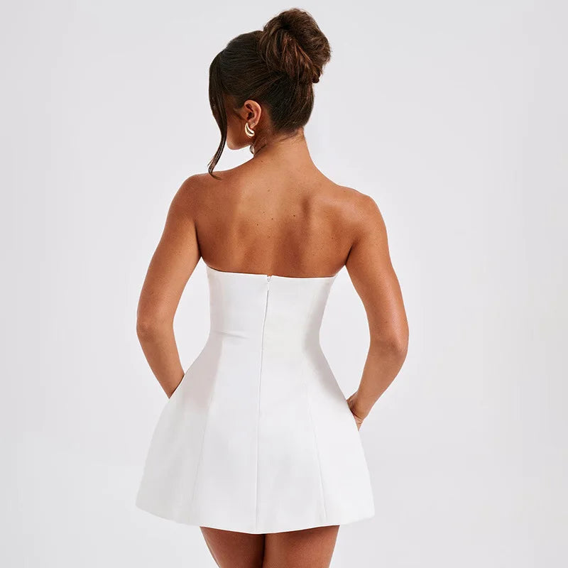 Stylish Strapless Mini Dress for Summer Vacations - Image 37