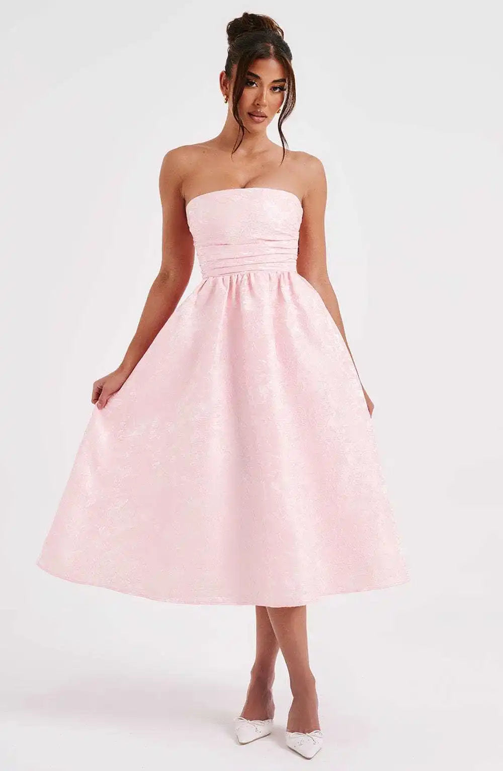 Elegant Strapless Satin Bodycon Dress for Women - Image 30