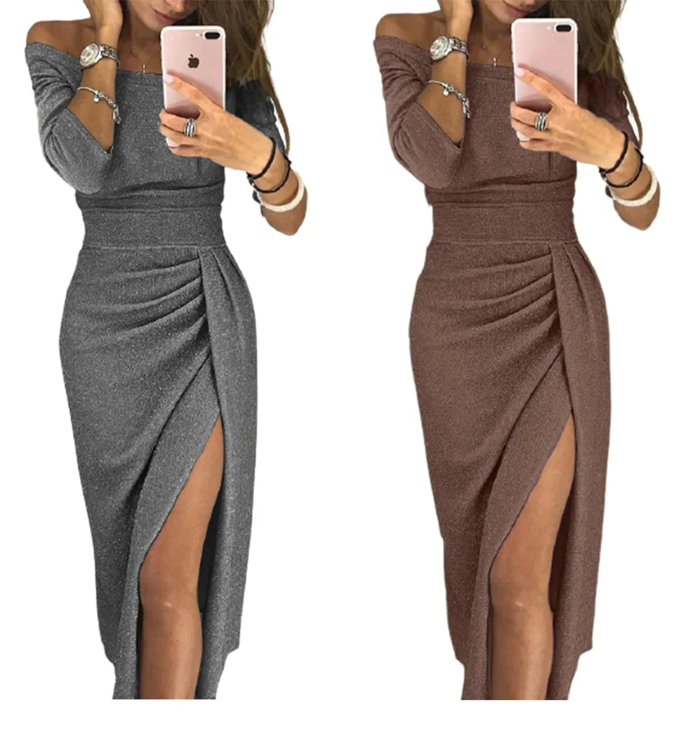 Elegant Off-Shoulder Long Dress for Evening Parties - Image 16
