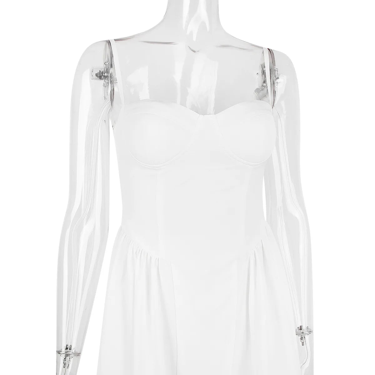 Elegant Sleeveless Midi Dress with Frill Hem & Corset - Image 17
