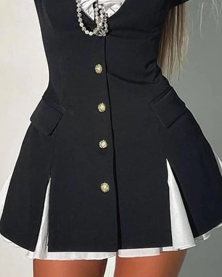 Unique Long Sleeve Slit Blazer Dress for Women - Image 6