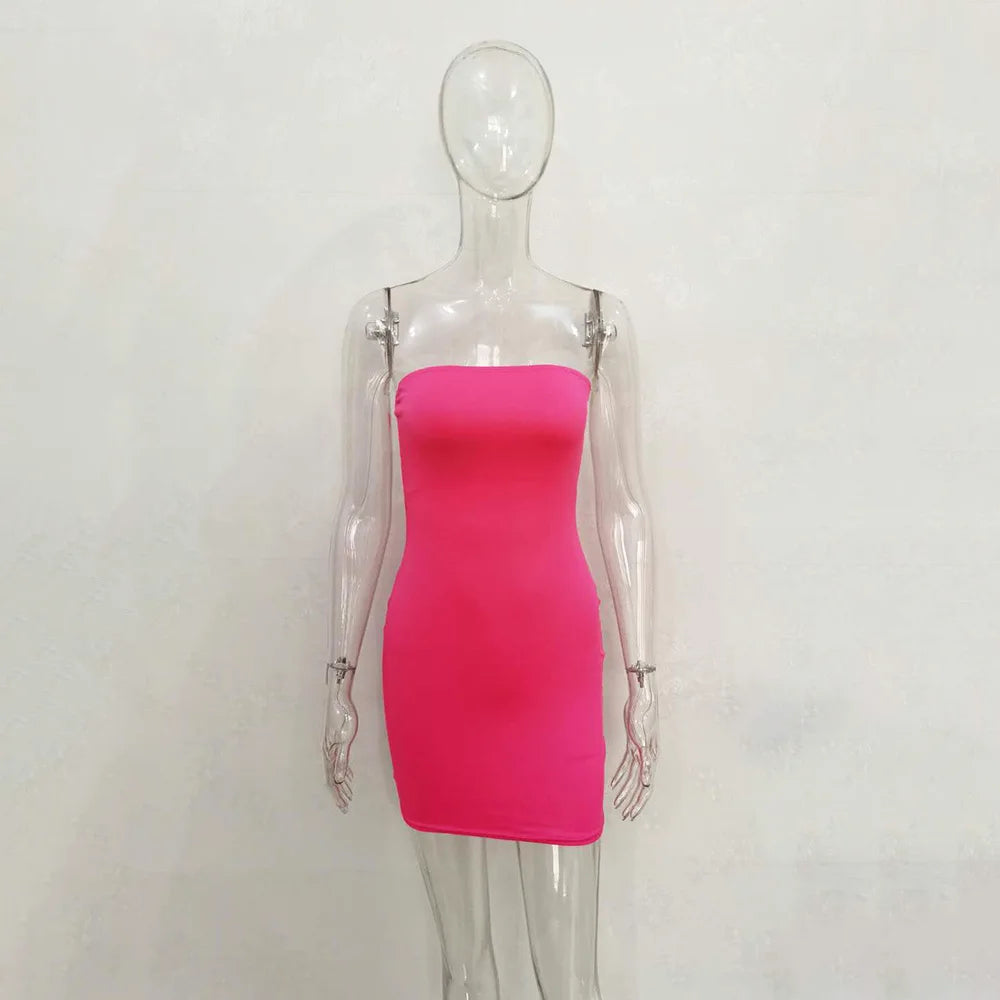 Pink Off-Shoulder Bodycon Mini Dress for Club Parties - Image 37