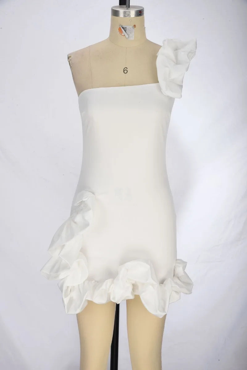 Elegant Floral One Shoulder High Waist Corset Evening Dress - Image 11
