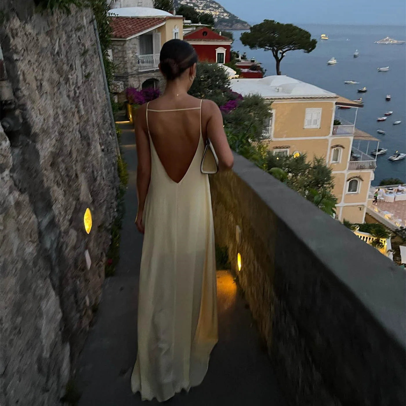 Elegant Open Back Satin Maxi Dress for Summer Events - Image 7