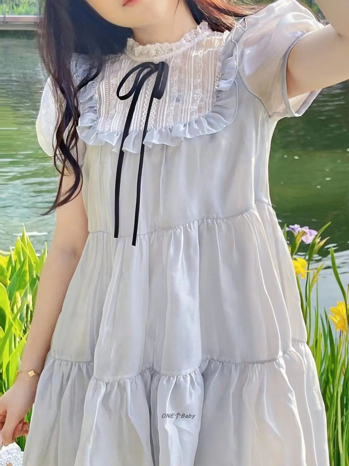 Elegant Spring Summer Chiffon Bow Tie A-line Dress - Image 13