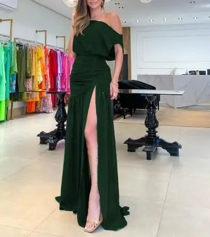 Chic Women’s Short Sleeve Split Neck Maxi Dress - Image 18