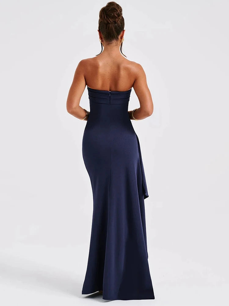 Elegant Off-Shoulder High Split Maxi Dress for Women - Image 7