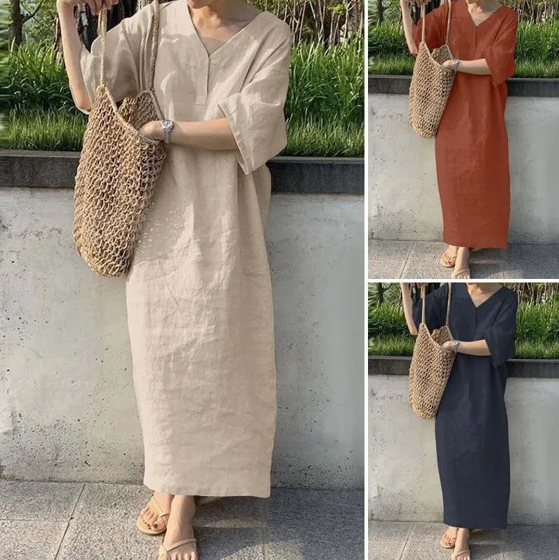 Elegant Short Sleeve V-Neck Casual Summer Dress for Women - Image 10