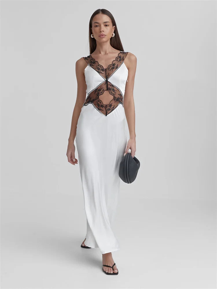 Elegant Hollow Out Backless Maxi Dress for Women - Image 5