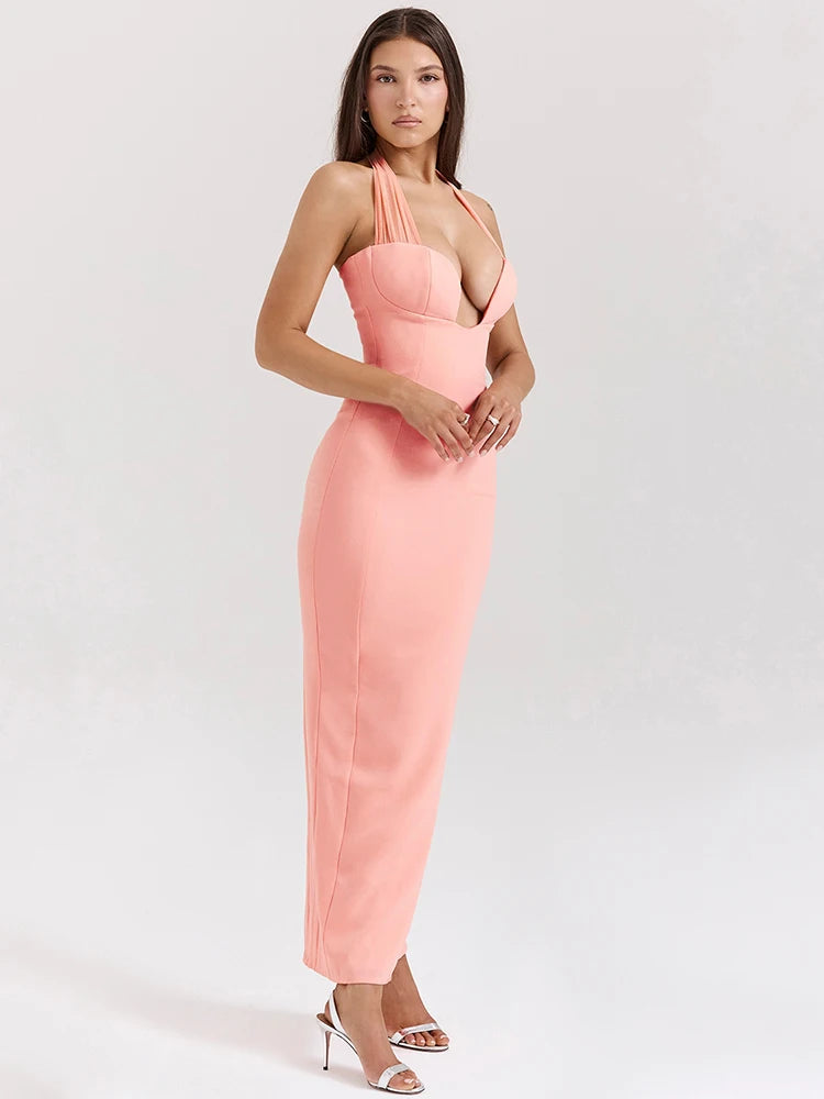 Elegant Strapless Cut-Out Maxi Dress for Parties - Image 3