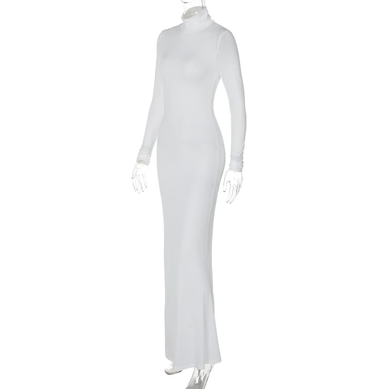 Stylish Long Sleeve Turtleneck Maxi Dress for Women - Image 13