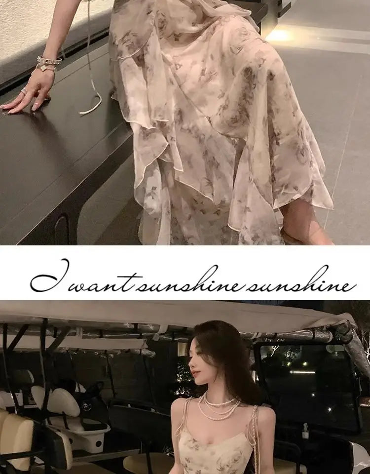 Elegant Long Floral Chiffon Midi Dress for Women - Image 12